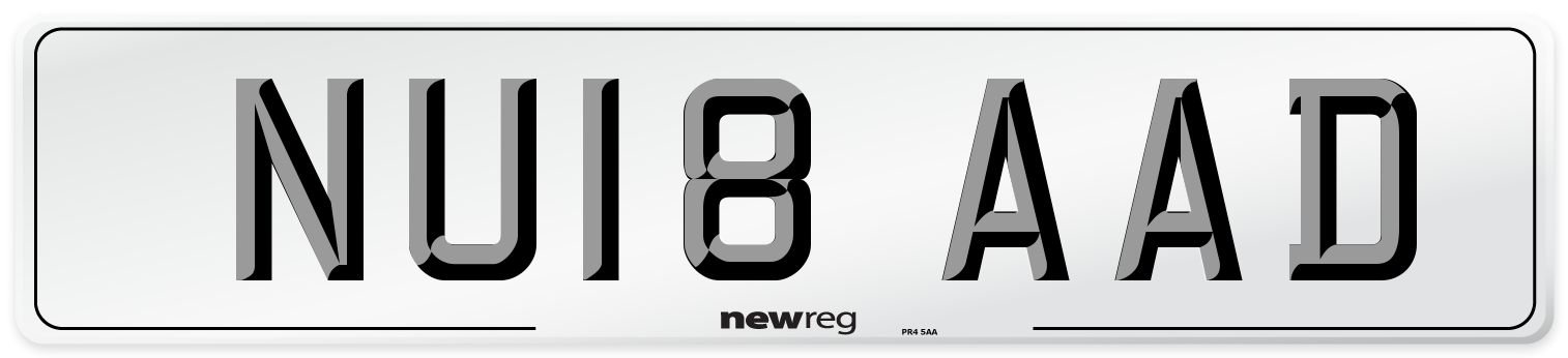 NU18 AAD Number Plate from New Reg